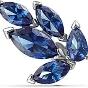 NEW Swarovski Louison Stud Pierced Earrings Cz Sapphire Blue Dark One Size